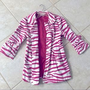 Women’s (XS to Small) Soulmates Pink and White 3/4 Sleeves Jacket Peacoat